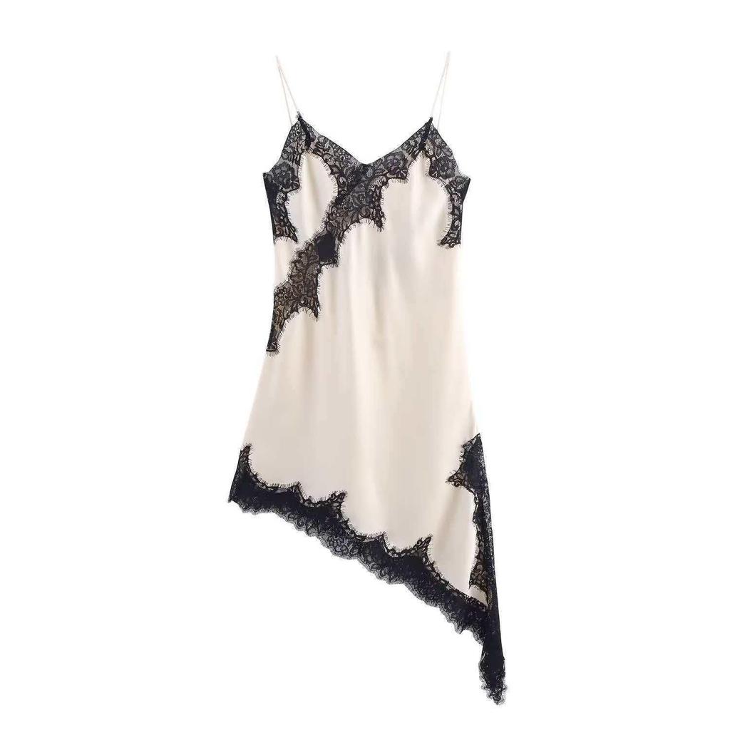European & American Style Women's Lace Patchwork Asymmetrical Dress - Hot Selling Temperament