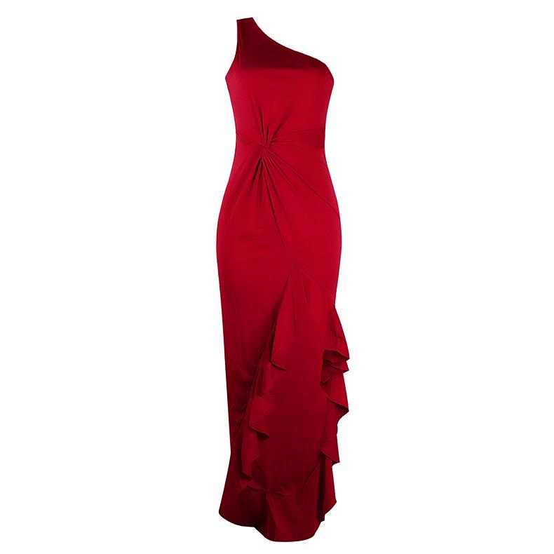 BITCED Split Ruffle Swing Evening Dress