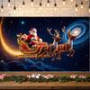 Santa Claus Display Shiny Elements Winter Display Reindeer Backdrop Festive Atmosphere Santa Sleigh Backdrop For Party Backdrop