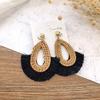 Holiday Style Handmade Grass Rattan Woven Earrings Retro Fringed Simple Stud Earrings Temperament Versatile Women's Earrings
