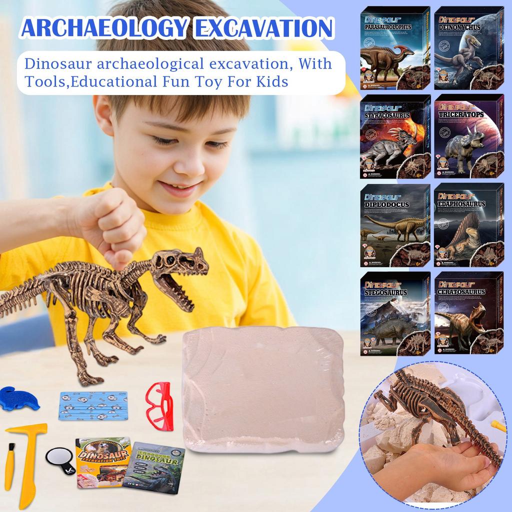 8 Piece Dinosaur Model, Children's Excavation Set, Dinosaur Excavation Set, Suitable For Boys And Girls, Eight Dinosaurs To Choose From
