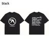 Men T-Shirt Aphex Black Print Cotton Graphic Oversized Korean Fashion Short Sleeve Tops Tees Y2k Streetwear Clothing