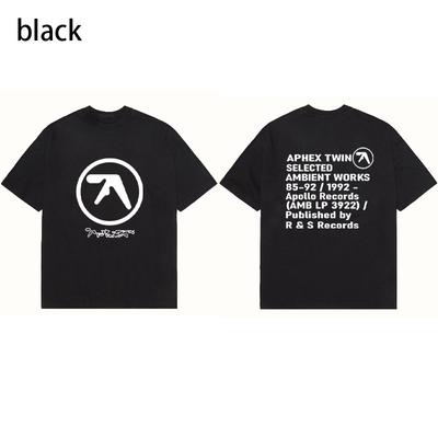 Camiseta para Hombre Aphex Estampado Negro Algodón Gráfica Oversize Moda Coreana Manga Corta Tops Camisetas Y2k Streetwear Ropa