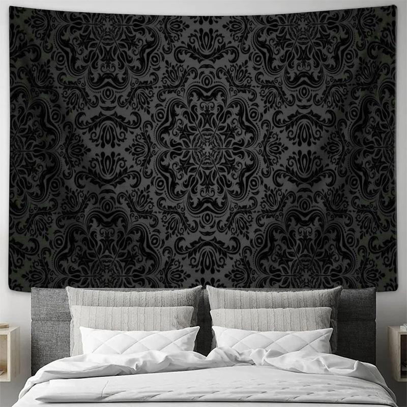 Black Vintage Patterned Tapestry Elegant Wall Decor To Enhance Home Style and Taste 100X70CM