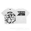 Unisex Vintage American Style Loose Fit Cotton Tee With Embellished Letter Print Round Neck Short Sleeve