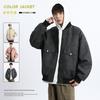 Autumn new large size fat couple casual Hong Kong style PU leather jacket men's loose solid color coat