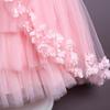 Children's Formal Puffy Princess Wedding Dress with Lace Train for Catwalk and Performances