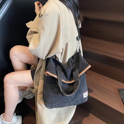 Borsa a tracolla in denim vintage da donna, borsa a spalla leggera per pendolari, borsa sotto il braccio
