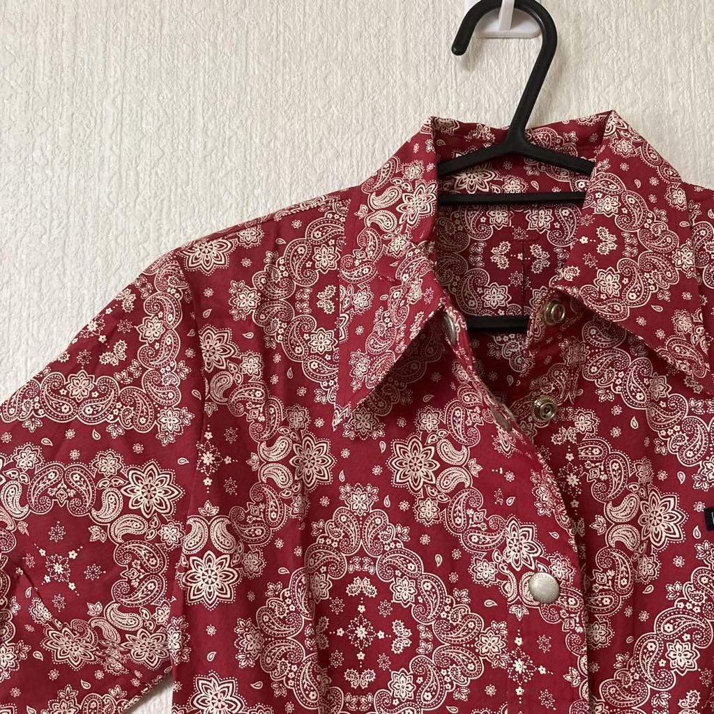 [USED] SCULPTOR Red Floral Bandana Print Short Sleeve Dress, Size Small