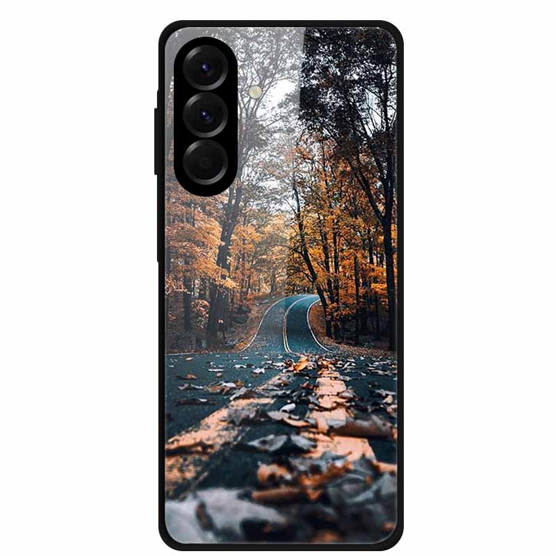 Tempered Glass Phone Case For Samsung Galaxy S24 FE Case Hard PC Back Cover Shell for Galaxy S24FE S 24 FE 5G Hard Covers Flower