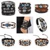 Boho Multilayer Leather Bracelets Evil Eye Charm Beads Bracelet Bangle For Women Men Vintage Punk Wrap Set