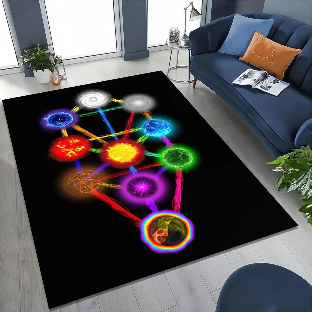 Spiritual Meditation Carpet Bohemian Yoga Energy Center Carpet Yoga Mat Children's Non-slip Carpet for Living Room and Bedroom