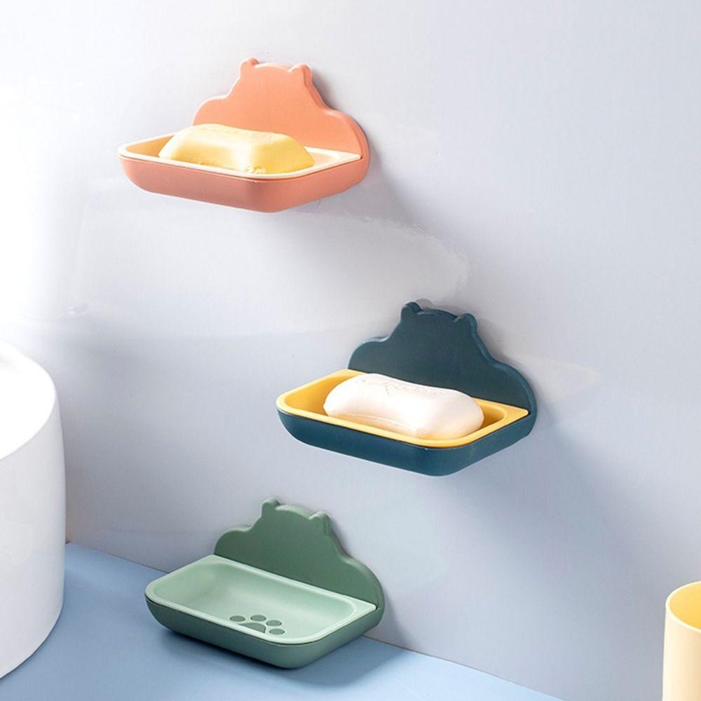 

Нержавеющий клейкий держатель для мыла с мультяшным медведем, поднос для мыла, держатель для мыльницы, бытовой держатель