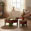 Hand-Painted Wooden Chowki Set of 2 | Indian Rajasthani Bajot Pedestal Stands | Decorative Flower Base for Pooja & Home Decor,Planter Stand
