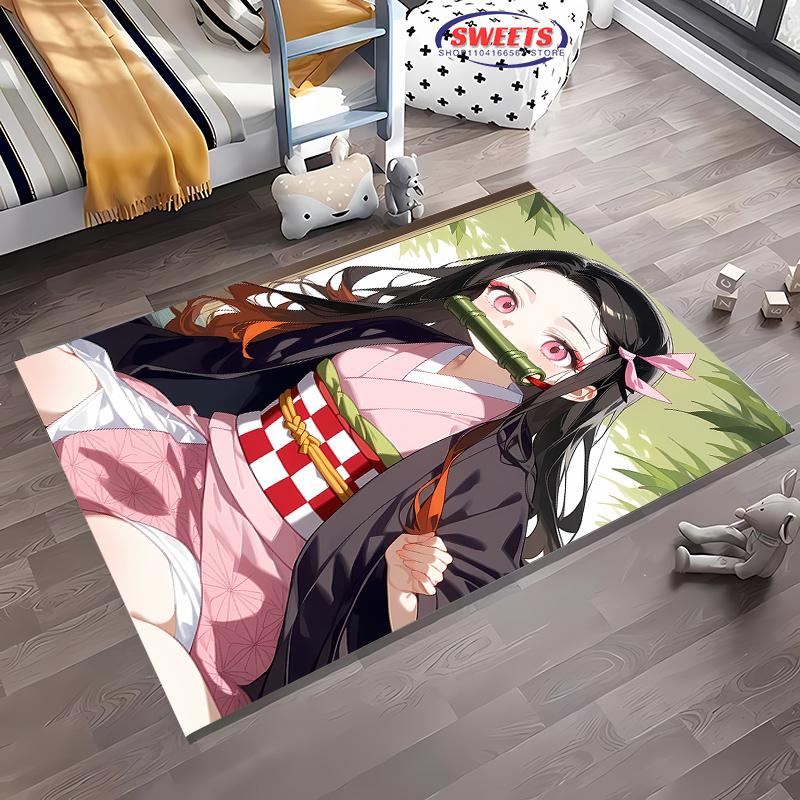 NO.3 Classic Demon Slayer Kamado Nezuko Theme Carpet,Living Room Bedroom Office Kid Room of Choice,Non-slip Machine Washable Mat
