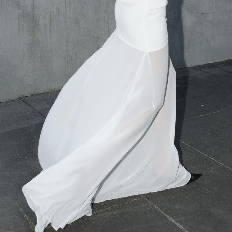 Europäisches und amerikanisches Sommer sexy hohles Slim-Fit einfarbiges hochtailliertes durchsichtiges Trägerkleid