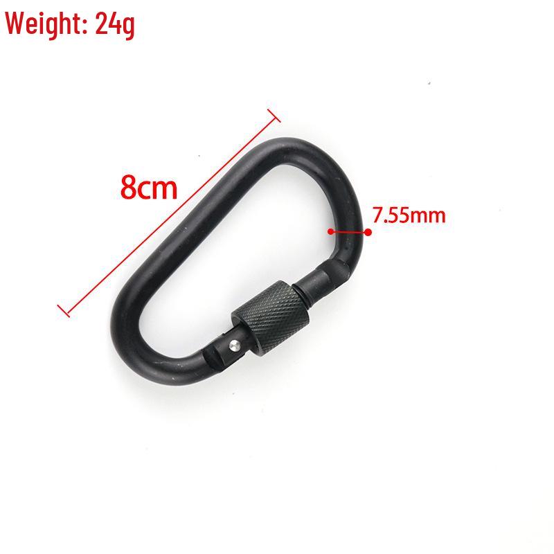 Large D-Type Aluminum Climbing Hook with Quick Link & Keyring
