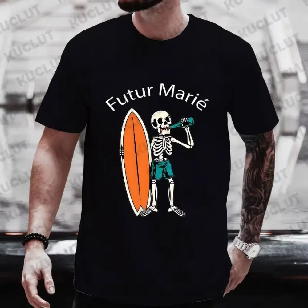 

Футболка с надписью «Будущий жених» французской команды EVG, модные футболки с изображением скелета, свадебные футболки, прощальные футболки для мальчишника S чёрный