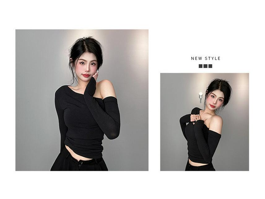 Korean Off-Shoulder Slim Fit Long-Sleeve T-shirt for Women