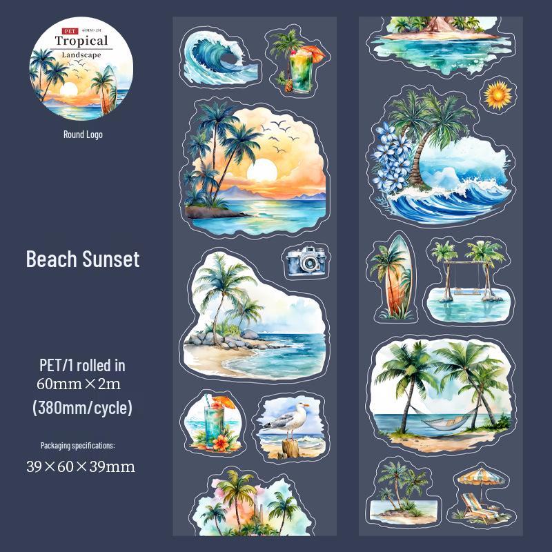 Wunderschönes Tag Washi Tape: Aquarell Camping Party Aufkleber, 6 recycelbare Designs für Reisetagebücher & DIY-Projekte