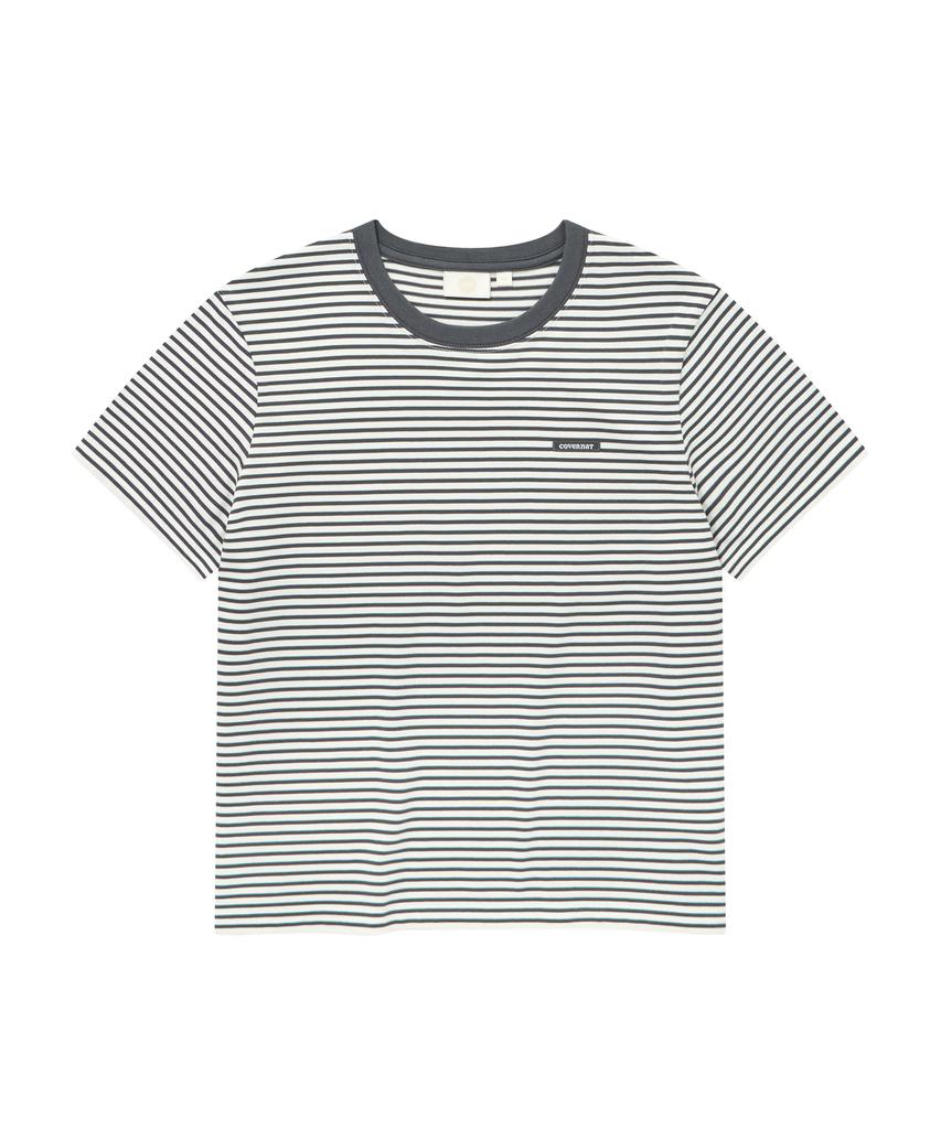 COVERNAT WOMAN Striped T-Shirt Charcoal