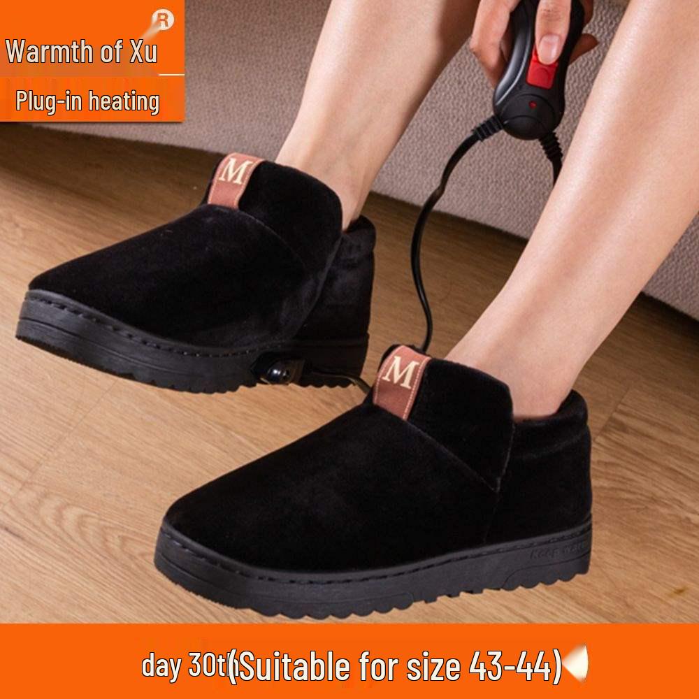 Men's and Women's Electric Heating Rechargeable Cotton Slippers - Warm Feet Device with Walking Pad