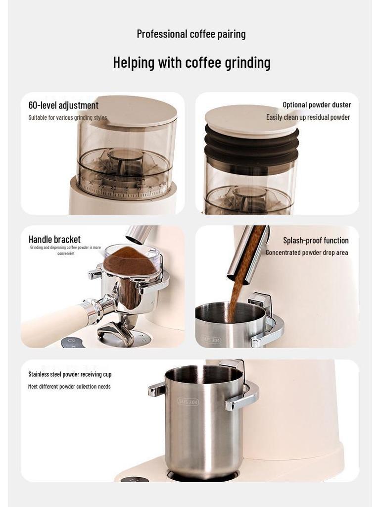 Cross-Border 110V/220V Electric Coffee Bean Grinder with 420 Steel Core – Ideal for Hand Pour Over and Espresso.