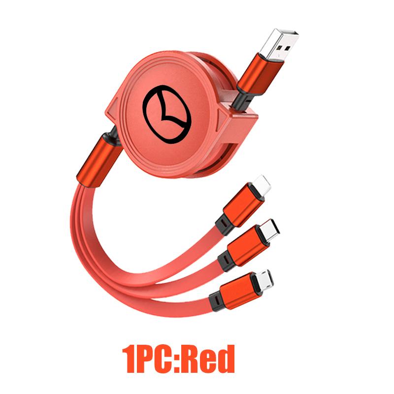 3 In 1 Phone Data Cable Multi Port Multiple Charging Wire Accessory For Mazda 3 6 CX5 2 CX3 CX9 MX5 RX8 Axela Demio Atenza MS
