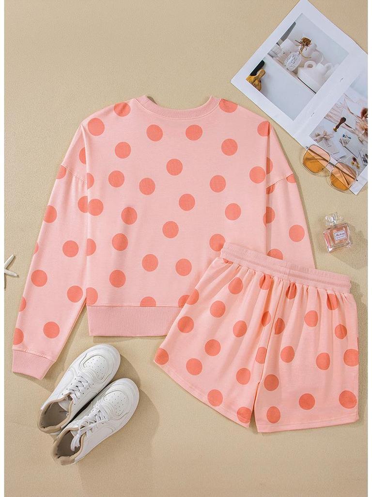 2025 Autumn Polka Dot Casual Two-Piece Suit for Women - Fashionable, Versatile, Loose Fit