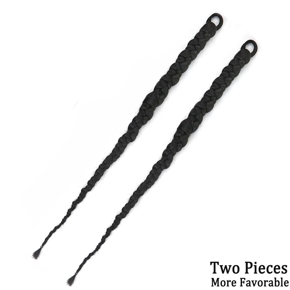 Synthetic Long Braid Ponytail Hair Extensions Fake Hair Pony Tail Wig for Black Women with Rubber Elastic Band