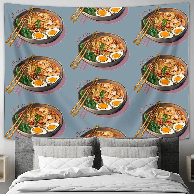 Ramen Wall Tapestry Japanese Noodle Food Anime Decor Dorm Room Aesthetic Hanging Wall Art Home Decor Bedroom Living Room