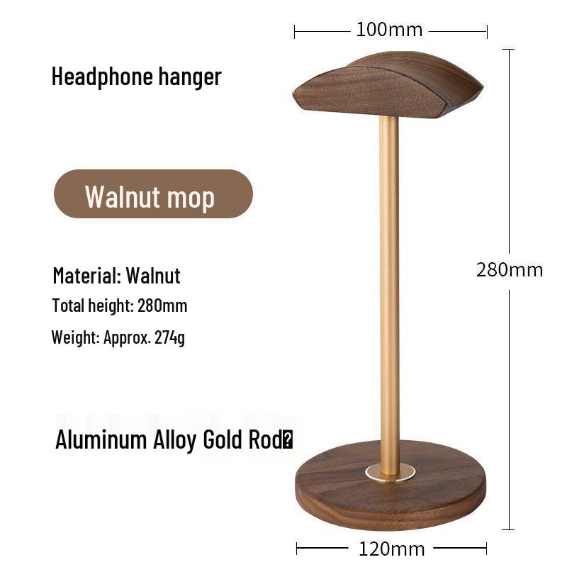 Walnut Wood & Metal Heavy Duty Headphone Stand