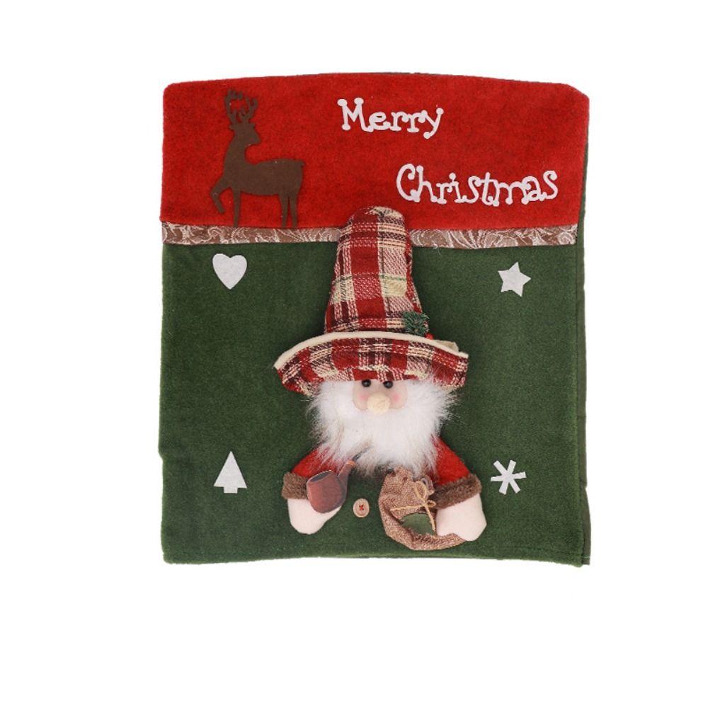 Santa Claus Snowman Elk Christmas Table and Chair Set Removable Seat Cover  Scene Layout