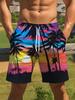 Men's Colorful Contrasting Tropical Palm Tree Sunset All-over Printed Casual Shorts