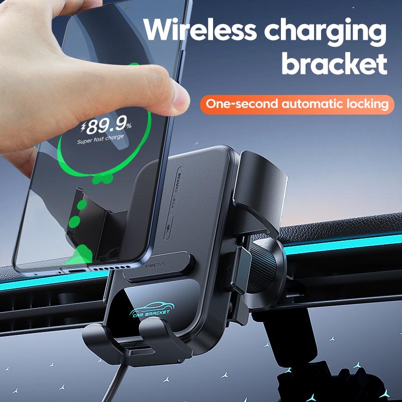 UYUXIO Air Vent Car Phone Holder Manual Clamp Wireless Car Charger 15W Fast Charging Adapter for iPhone Samsung Android Phones