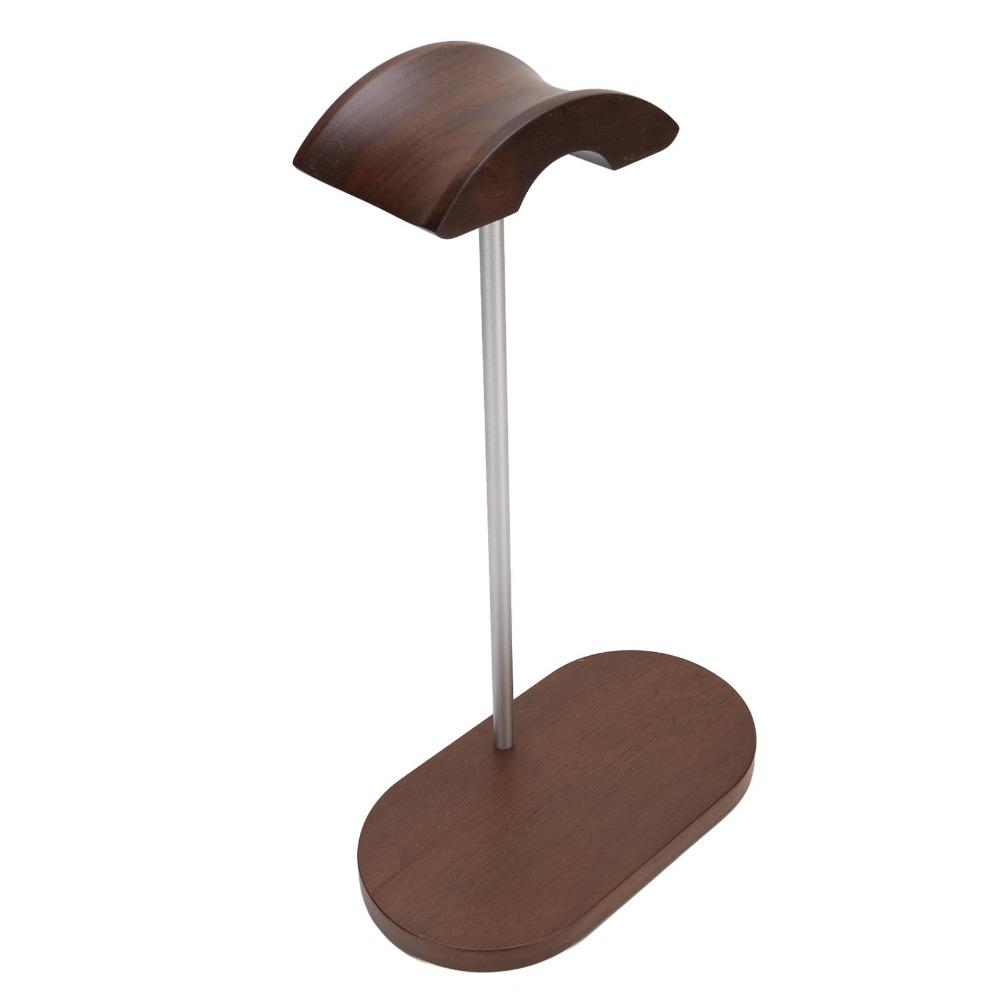 With Aluminum Alloy Supporting Bar Wood Base Walnut Headphone Stand Audio Accessory Holder