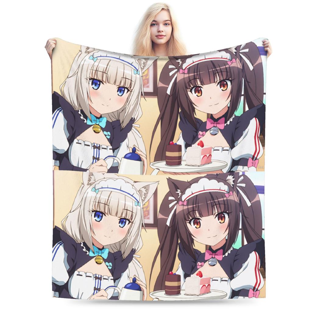 Nekopara Soft Warm Blanket Kids Plush Throw Blanket Novelty Bedroom Flannel Bedspread Sofa Bed Cover