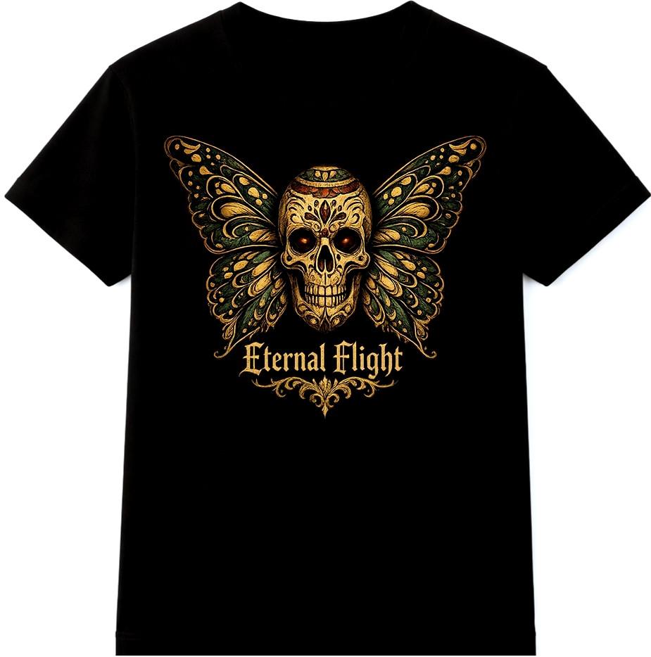 Butterfly Skull T-Shirt Eternal Flight Gothic Fantasy Winged Graphic Tee S разноцветный