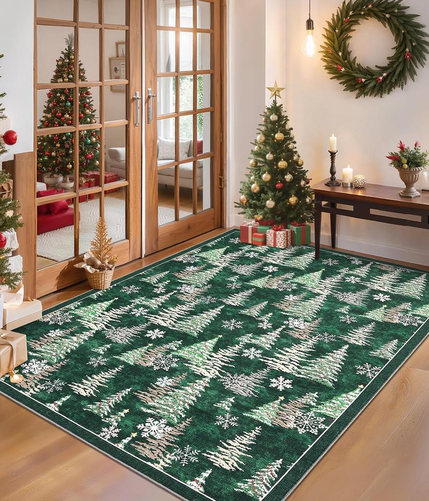 Weihnachts-Schneeflockenmuster Fußmatte für Wohnzimmereingang, Wohnzimmer Badezimmer Saugfähiger Teppich, Heimdekoration