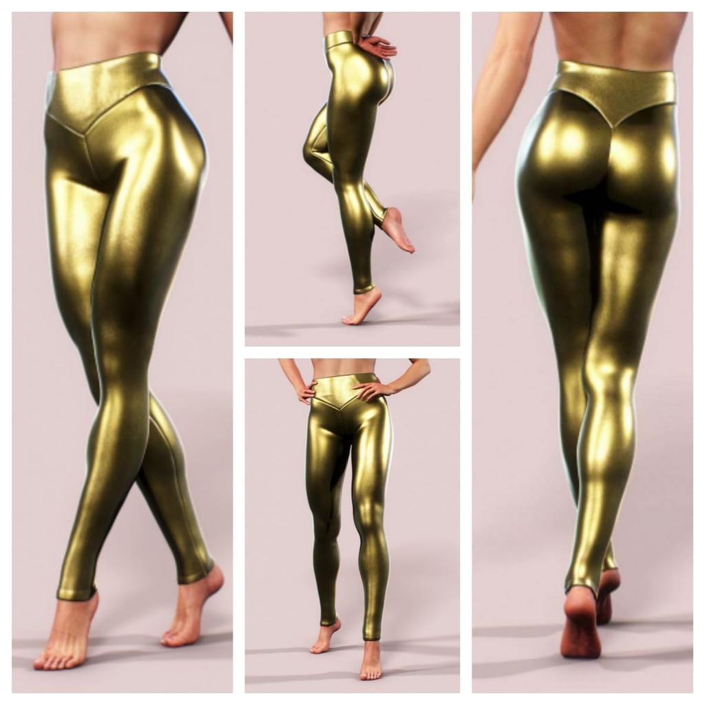 Glänzende Stretch Sexy Wet-Look Metallic Disco Tanz Yoga Entspannte Skinny Slim Fit Tanzbekleidung und Nachtclub Kleidung [Getrays] Damen Leggings, Hohe Taille