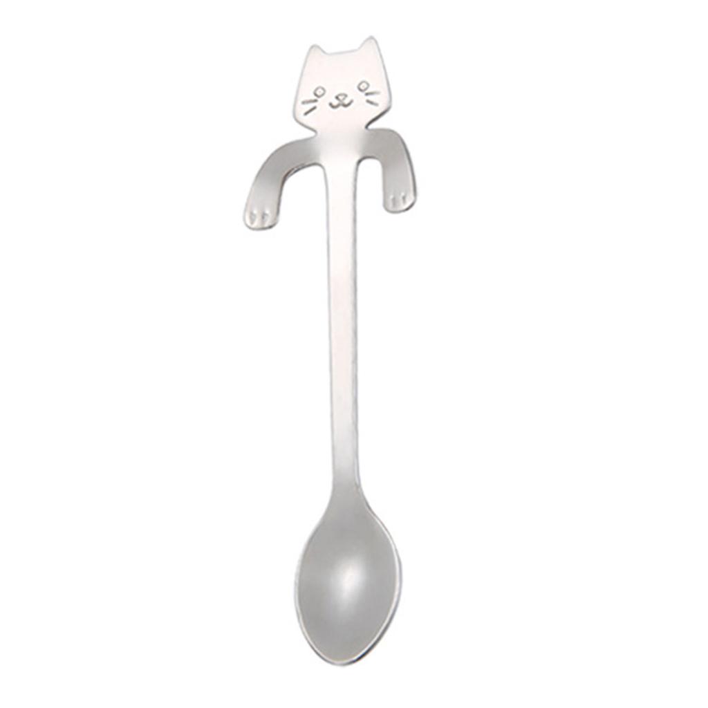 Stainless Steel Cat Spoon Creative Cartoon Hanging Cat Coffee Spoon Mug Stirring Spoon