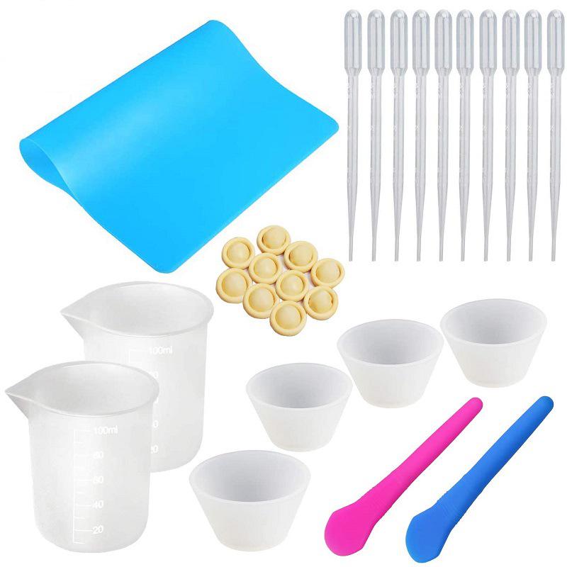 Epoxy Resin Mixing Tool Set: Silicone Pad, Measuring Cup, Stirring Stick