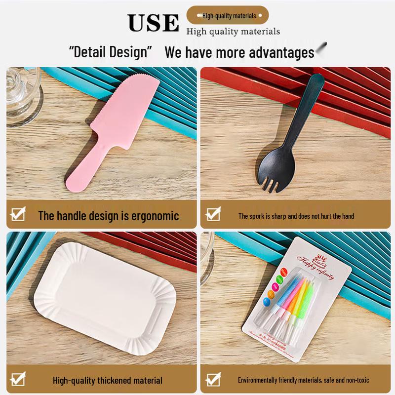 SIFAR Disposable Birthday Cake Cutlery Set