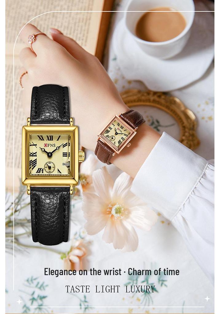 OFNS Women's Classic Luxury Retro Square Quartz Watch with Roman Numerals