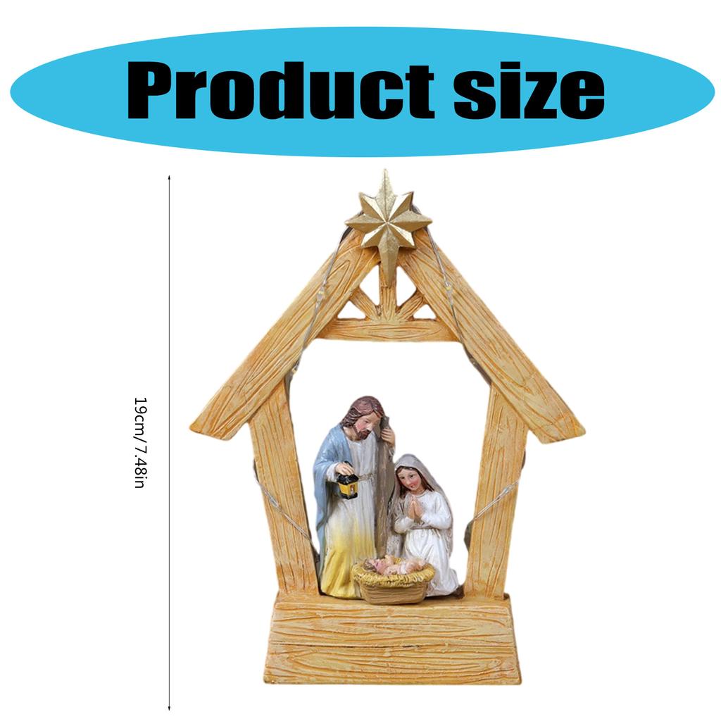 Festive Nativity Manger Scene Resin Birth Statue Figurine Table Decoration for Christmas Celebrations