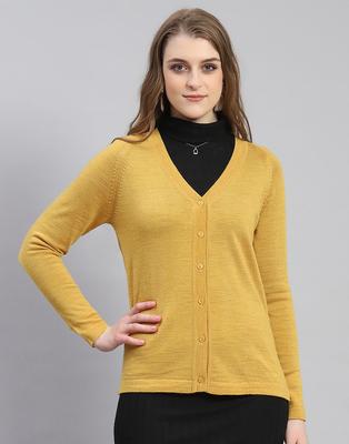 Mustard Mix Solid V Neck Sweater