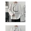 2024 Men's Long-Sleeved T-shirt Autumn Undershirt Long Sleeve Cotton Autumn Hong Kong Style Printing Loose Trendy Top