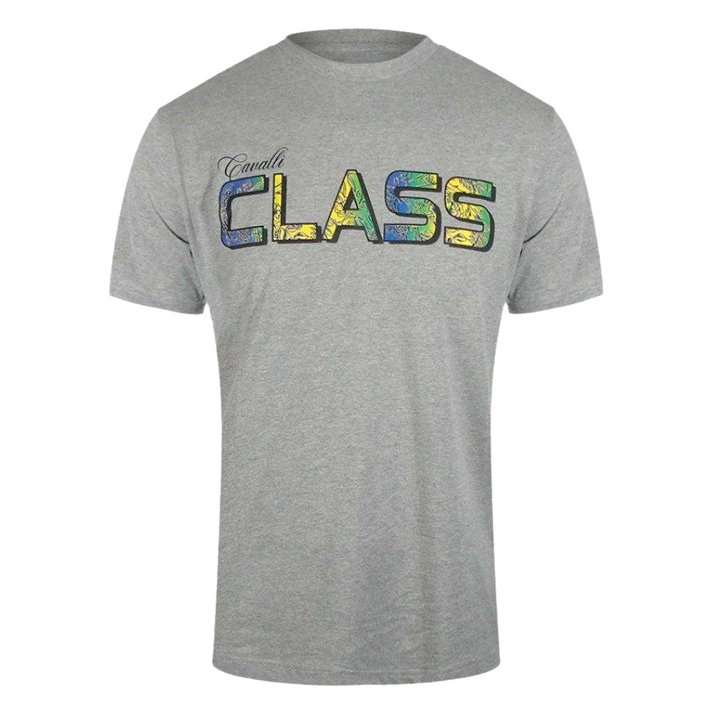 Cavalli Class Mens Vibrant Floral Logo T-Shirt