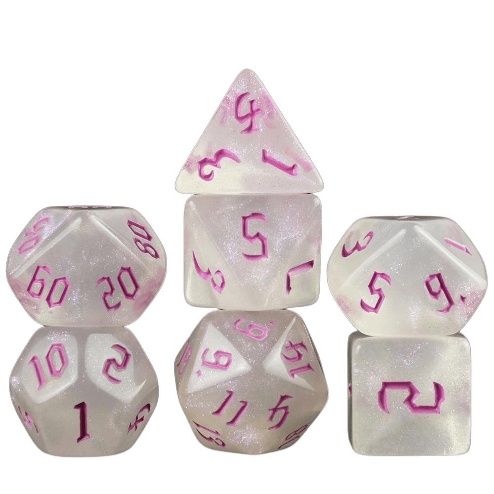 DND Dice 7pcs Game Dice Set Glitter Digital Polyhedral Dice for DND RPG Board Game Accessories