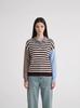 Women's Color Block Striped Wool Knit Polo Sweater